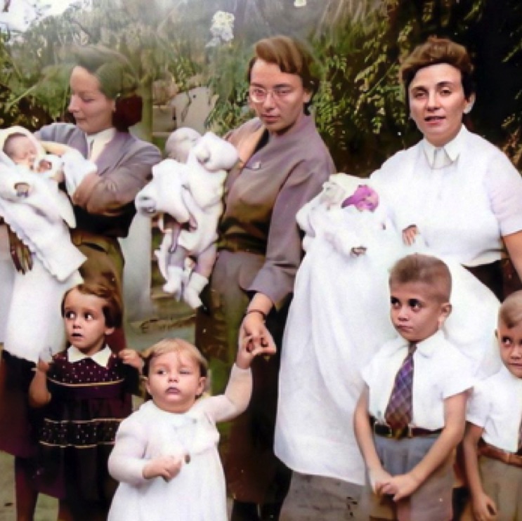 Didier, Marie-Luce, Bruno nés en 1953
Avec Marie-Vincente, Véronique, Pierre-Yves et Christian